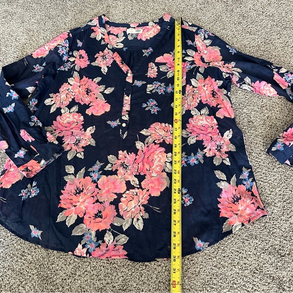 OLD NAVY XXL Navy Hit Pink Floral Cotton Lightweight Tunic R $39 - Picture 9 of 11